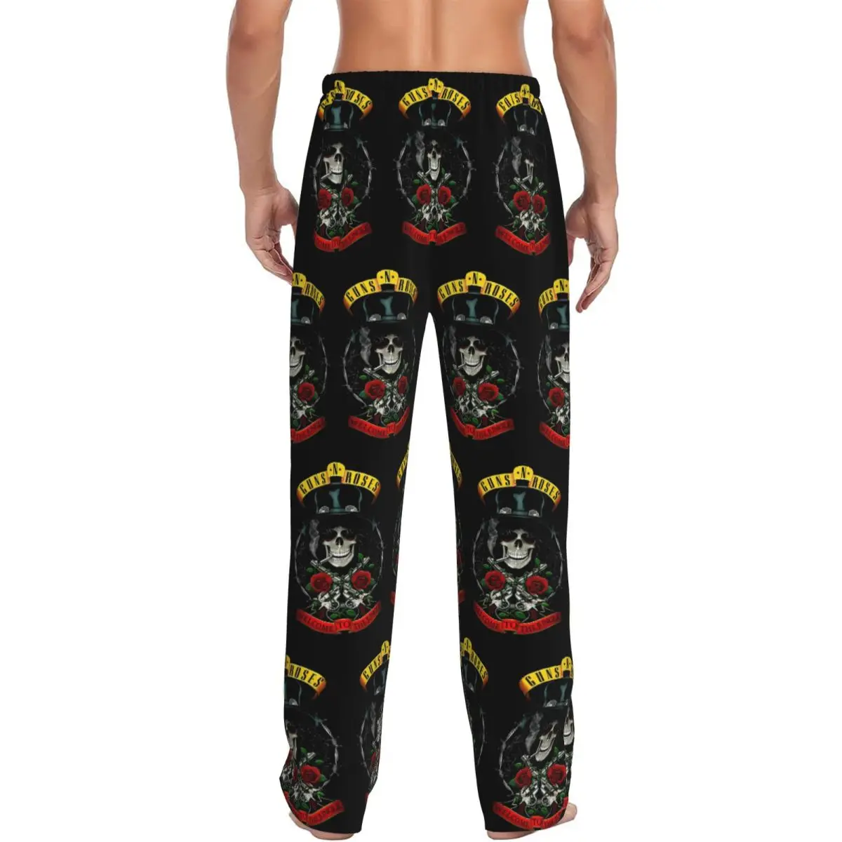 Custom Guns N Roses Pajama Pants for Men Hard Rock Sleepwear Lounge Sleep Bottoms Stretch with Pockets - view 3