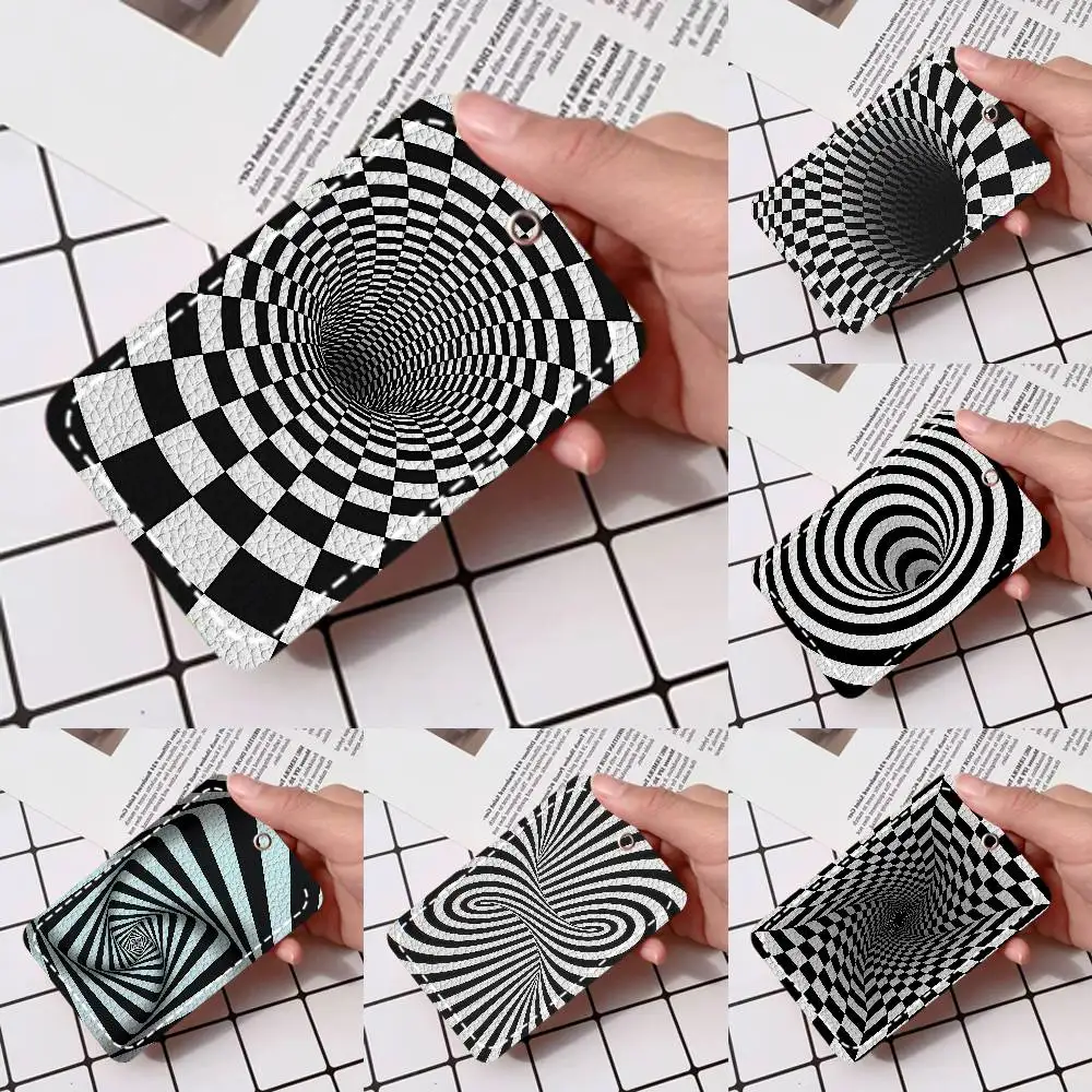 

3D Vortex Illusion Card Holde Applicable To Credit Cards Bus Card Soft Leather Rectangular Keychain Protective Cover