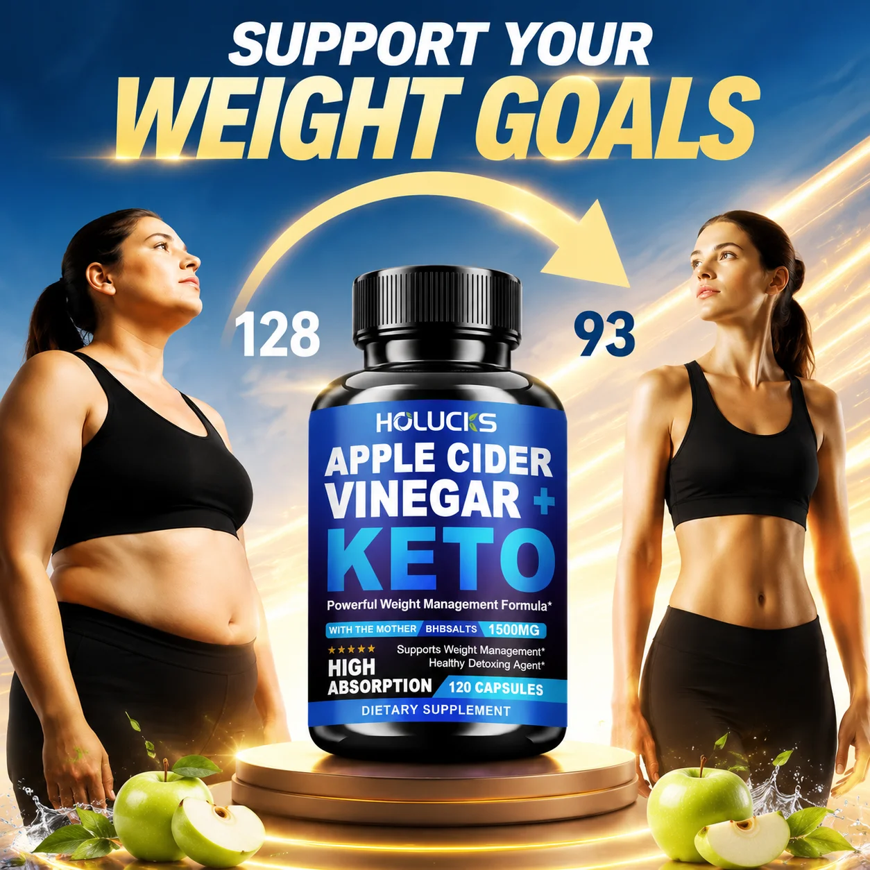 High Absorption Keto ACV Capsules, with Apple Cider Vinegar & GoBHB, for Metabolism, Gut Microbiome & Colon Health, Immune