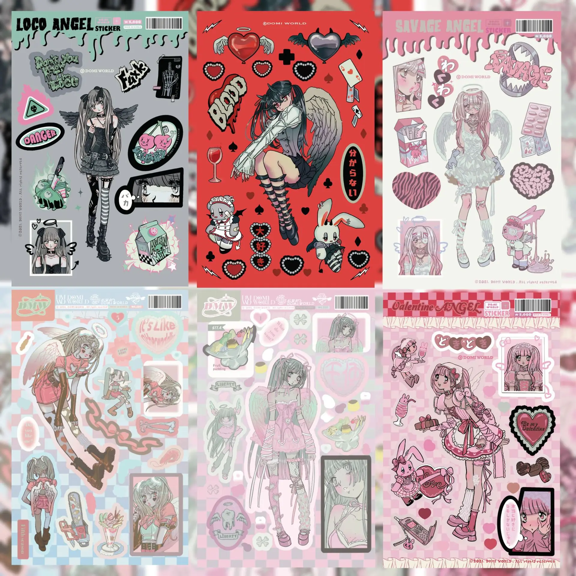 Angel and demon character stickers ins Girl Guka stickers