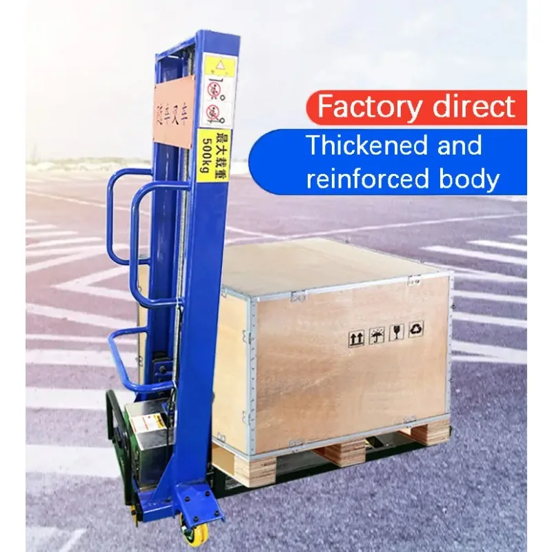 

【HOT】500Kg 1000kg self-loading portable forklift 1500kg mini small hand manual semi-electric self-loading lifting stacker