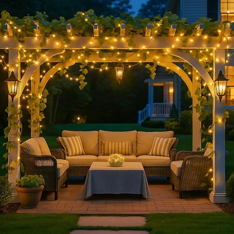 سلسلة أضواء LED تعمل بالطاقة الشمسية سلك نحاسي 8 أوضاع أضواء خرافية تعمل بالطاقة الشمسية في الهواء الطلق مقاومة للماء للحديقة والفناء والحفلات وعيد الميلاد