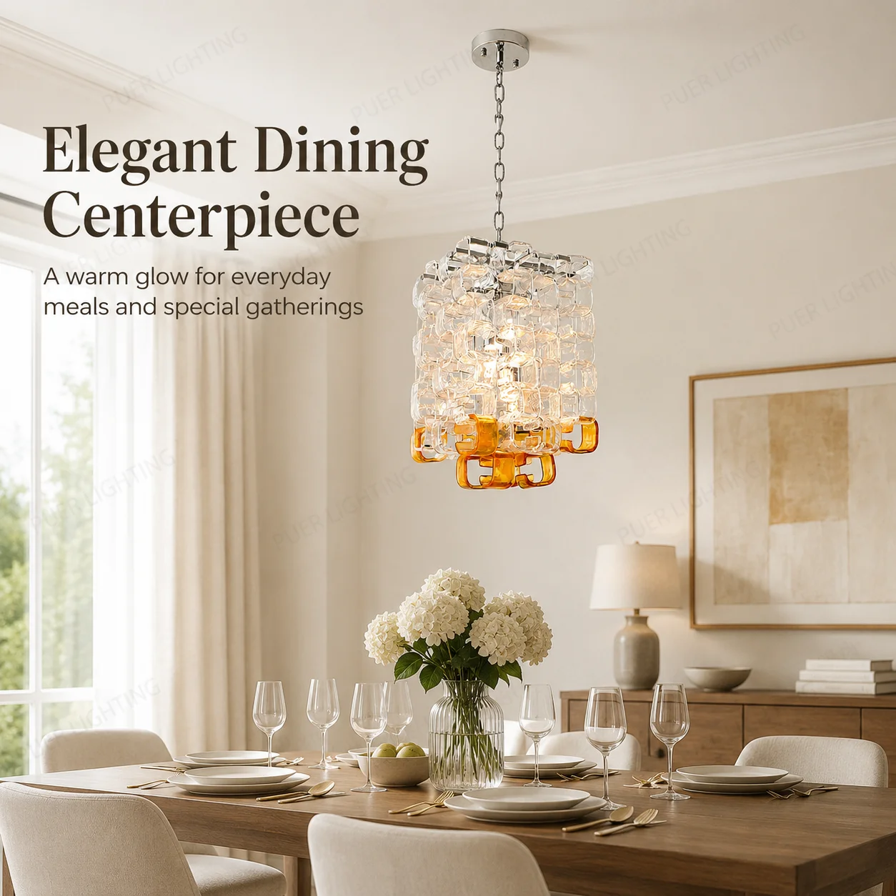 Murano Ice Sugar Block Glass Chandelier Handmade Spliced Pendant Lamp Minimalist French Luxury Lighting For Bedroom Dining Room