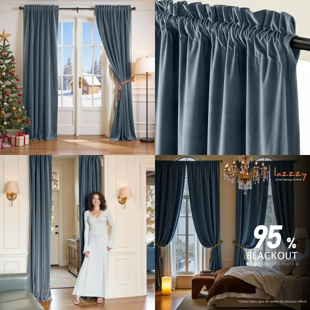 

Luxury Soft Velvet Blackout Curtains for Thermal Insulation in Living Rooms and Bedrooms