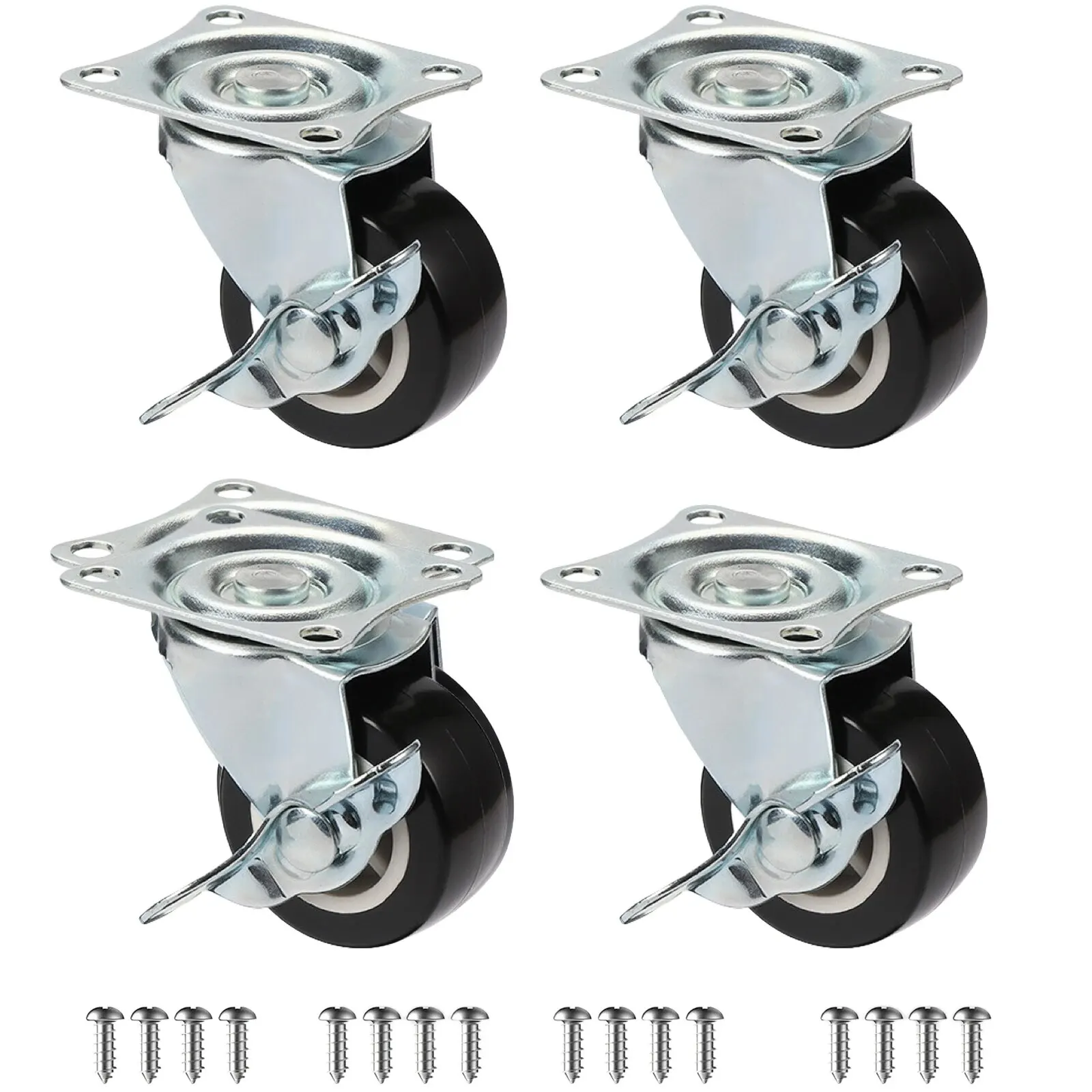 Other Set mit 4 1 Zoll/1,25 Zoll/2 Zoll PVC-Möbelrollen, verschleißfest, stumm, universelle schwere Trolley-Räder, 360-Grad-Lenkrolle 3