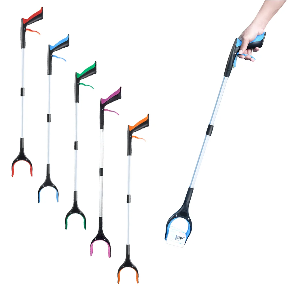 Magnetic Telescopic Reacher Grabber for Wheelchair Users Seniors, Foldable Jaw Grip Picker for Disabled Mobility Aid
