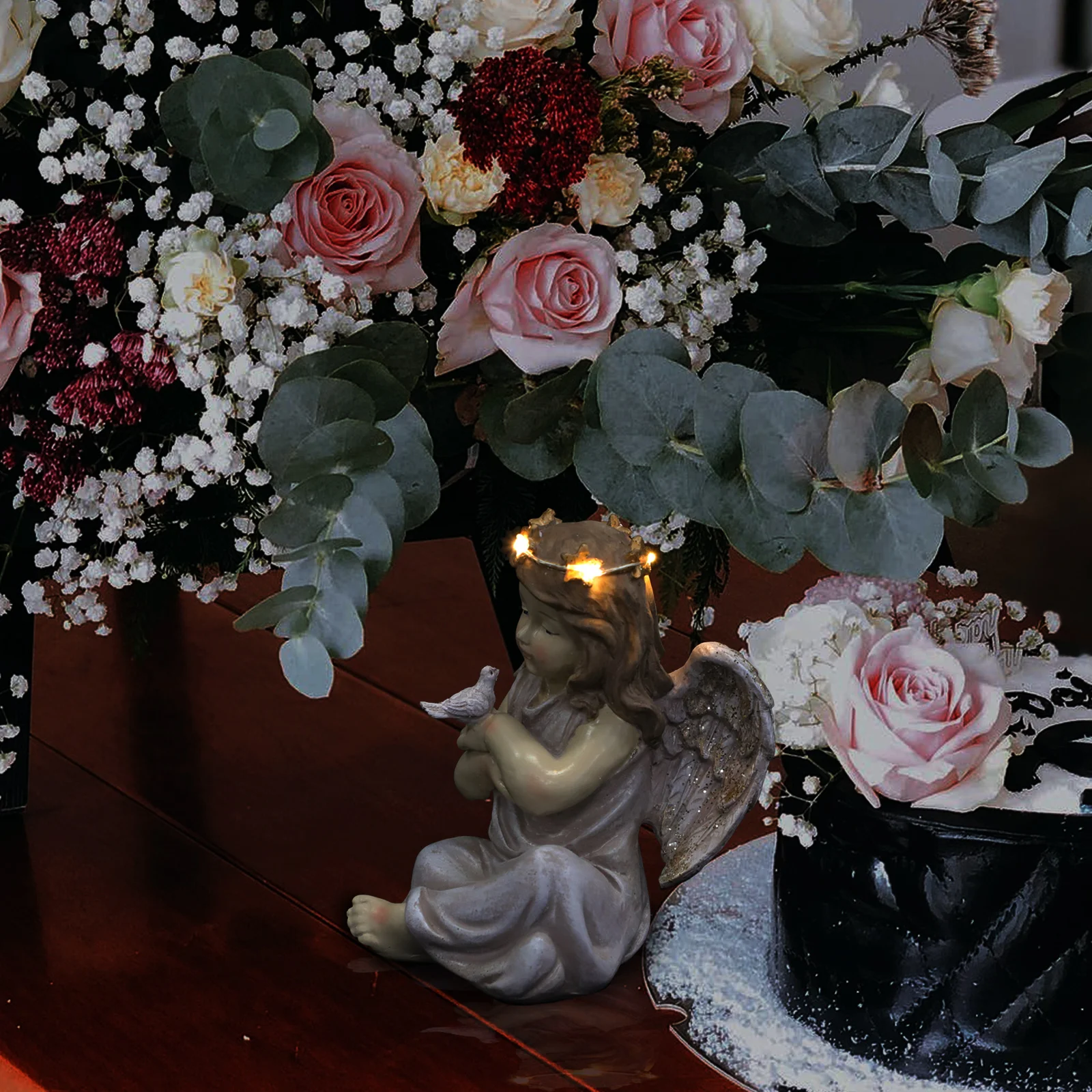 

Vintage Angel Ornament Resin Figurine Decorative Home Desktop Mini Statue Lovely Angel Shape Adornment Eco-friendly