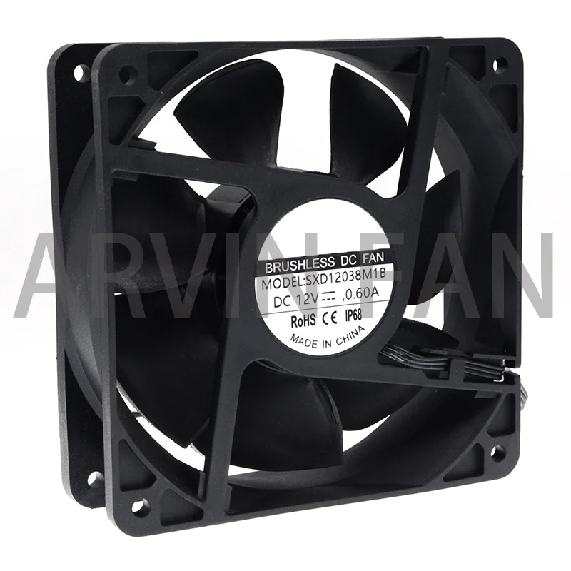 Original SXD12038B12MIP (120X120X38mm) Cooling Fan DC12V 3600RPM High Airflow ,For Home Bathroom Grow Room Ventilation Vent