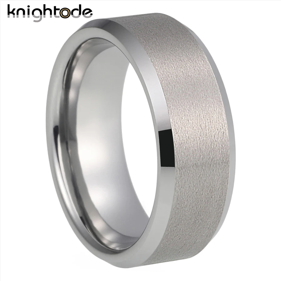 

6mm 8mm Tungsten Carbide Wedding Bands For Men Women Couple Engagement Rings Matted Beveled Edges Comfort Fit