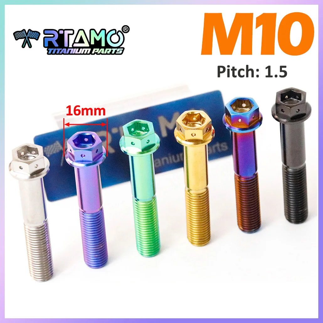 RTAMO Gr5 Titanium Bolt M10X20/25/30/35/40/45/50/55/60/65/70X1.5Pitch Screw Hex Socket Head Fasteners for Motorcycle Caliper Car