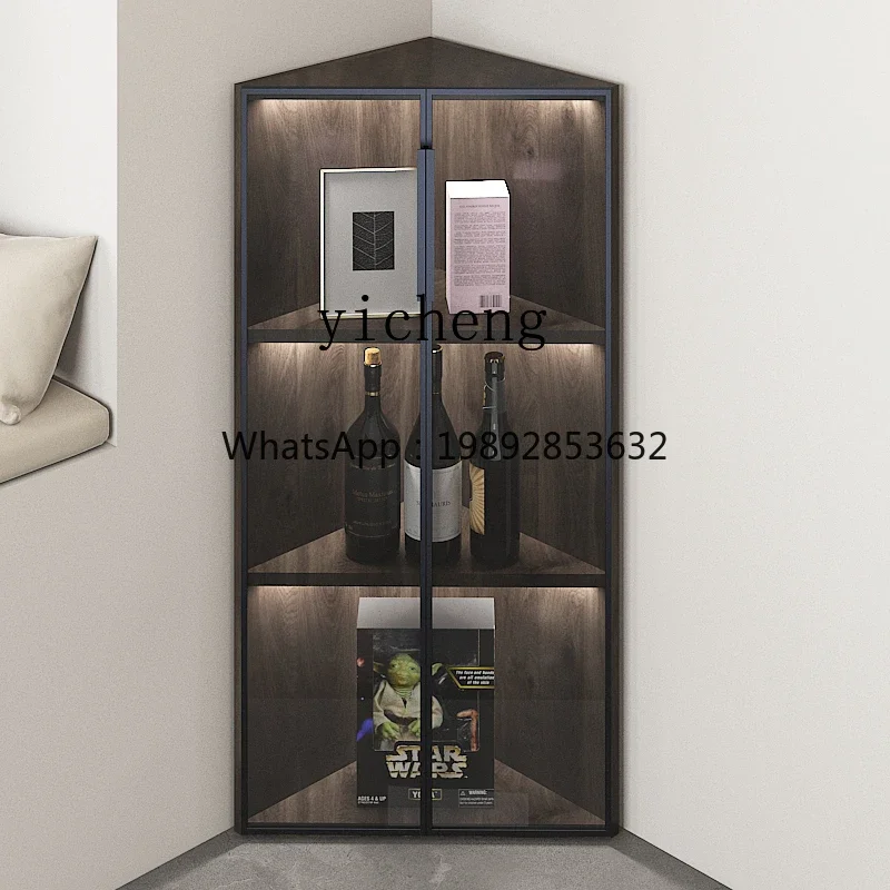 u11GZ8 Modern Minimalist Corner Wine Cabinet Triangle Shelf Living Room Corner Display Hand-Made Bookcase