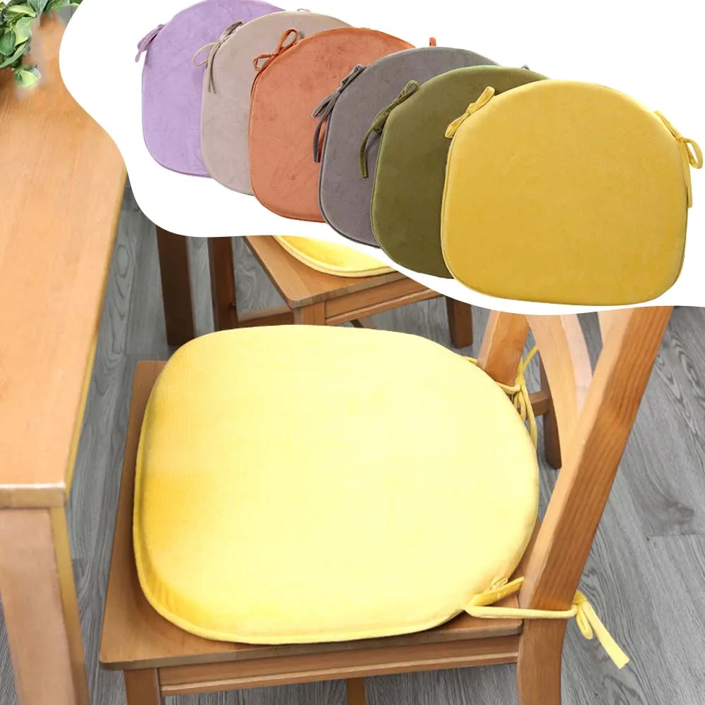 

Non-Slip Dining Chair Seat Pad with Fixed Rope Multi-Color Velvet Chair Cushion Soft Sponge Filling for Home Kitchen Dining Room