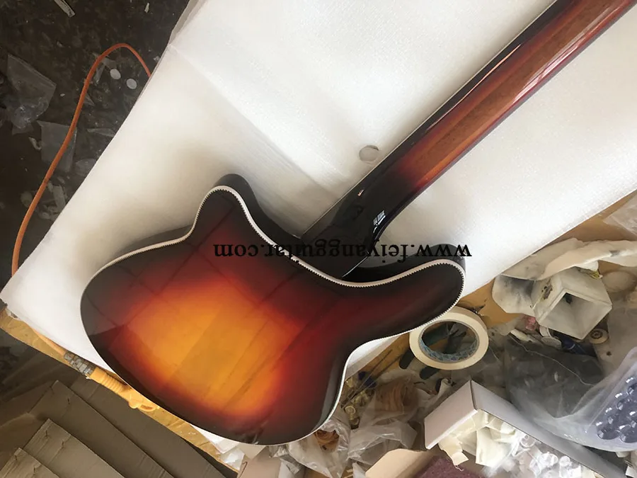 electric bass guitar,Semi hollow body, Rosewood Fingerboard，4005 4 Strings, Sunset color，high quality，free shipping