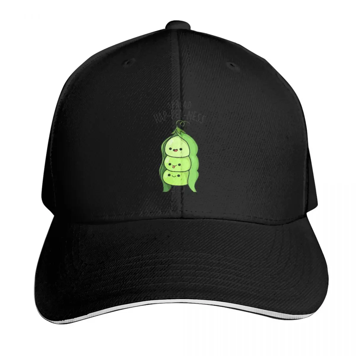 Spread Hap-pea-ness Funny Peas Puns Baseball Cap Snapback Flat Bill Strapback Dad Hat Six Panel Structured Crown