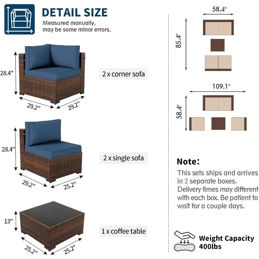 Patio Furniture Sets, Modular Rattan Outdoor Patio Sectional Furniture Sofa Set, Wicker Patio Conversation Set for Backyard