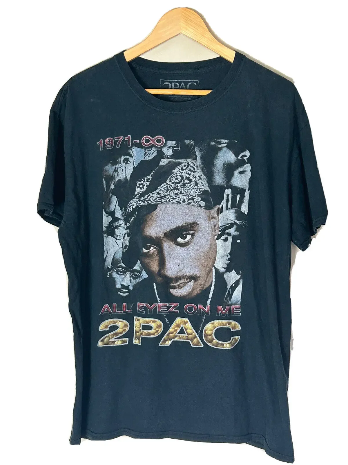 2Pac Shirt Black Short Sleeve Crew Neck Concert Shirt Hip Hop Rap Tee 2Pac XL