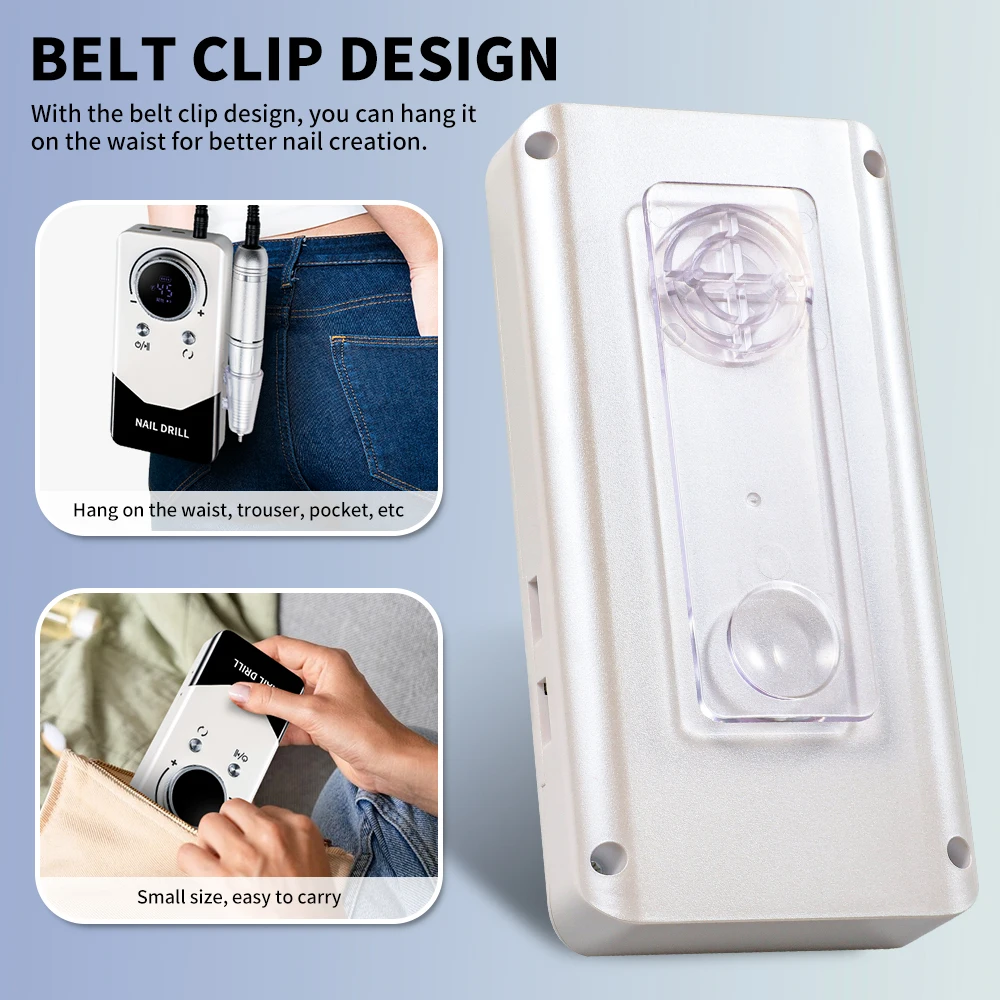 المهنية 45000 دورة في الدقيقة الكهربائية مسمار الحفر منخفضة الضوضاء مسمار ساندر ملف آلة قابلة للشحن ملف الأظافر لأداة صالون مانيكير