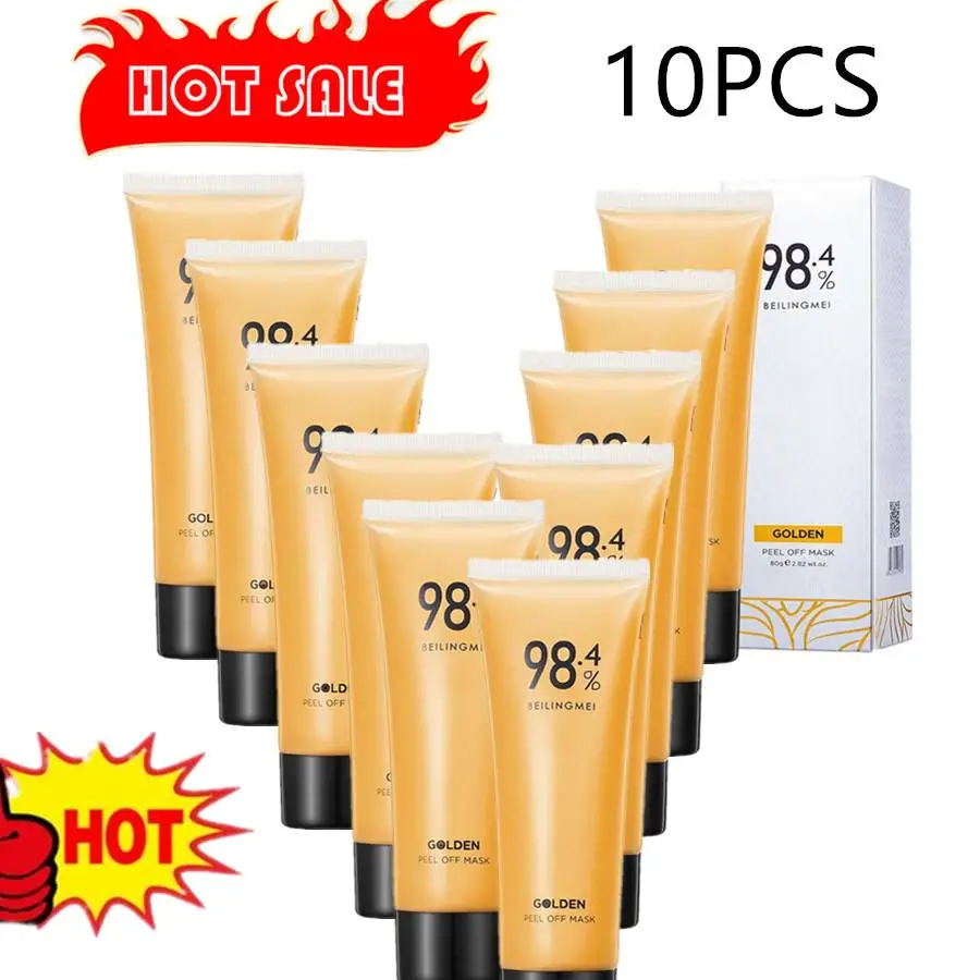 10PCS Lot 98.4% Beilingmei Gold Foil Peel-Off Mask Gold Foil Peel-Off Masque Firming facial mask for Rough Large Pores for Women