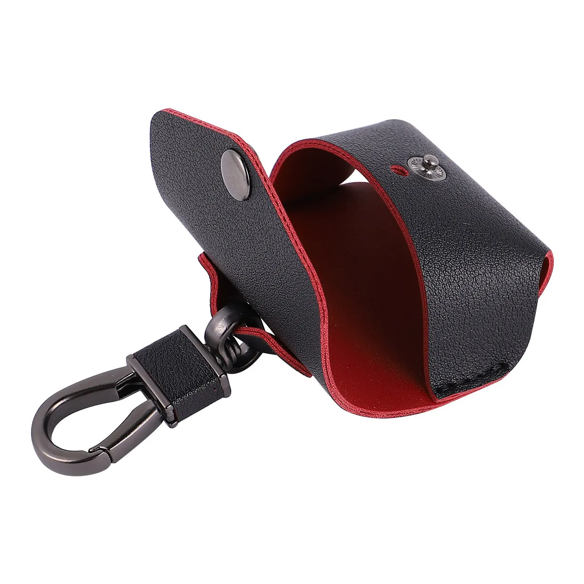 

Роскошный защитный чехол для наушников, черный, с металлическим кольцом-пряжкой и застежкой-защелкой, удобный для переноски, совместим с беспроводными устройствами, с креплением на брелок