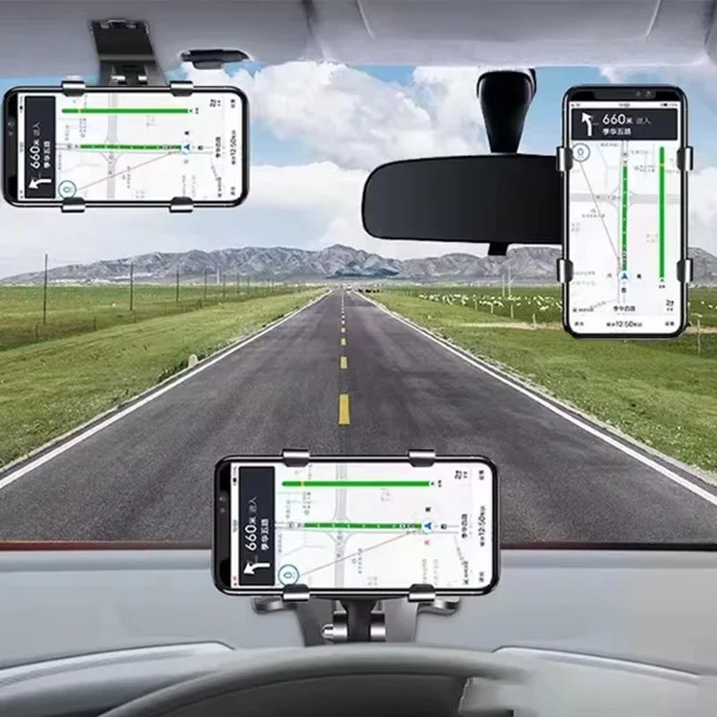 Dashboard Car Phone Holder ABS Mobile Phone Sun Visor Holder Auto Rear View Mirror Phone Support 360 Degree Rotation Accessories image 4