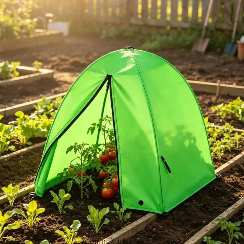 Gemüseabdeckungen aus Vliesstoff, Set aus 2 genähten Gartenabdeckungen mit Reißverschlussöffnungen für kalte Luft, Wind, Staub – Detail 2