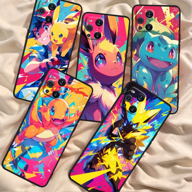 

P-Pokemons P-Pikachus Fashion For OPPO Find X6 X5 X3 A54S A5 A94 A16 A53S A57 A74 A72 A98 A78 A96 A9 5G Black Soft Phone Case