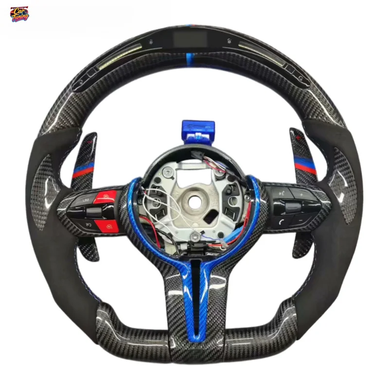 LED Carbon Fiber Leather Steering Wheel for M2 F87 with Customizable Colors-Racing Shift Indicator Performance Upgrade