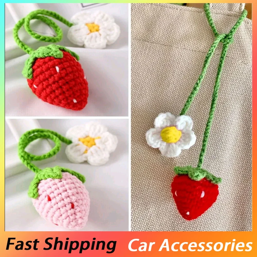 1pc Universal Car Strawberry Styling Ornaments Car Rearview Mirror Decroative Lanyard Auto Interior Pendant Car Accessories