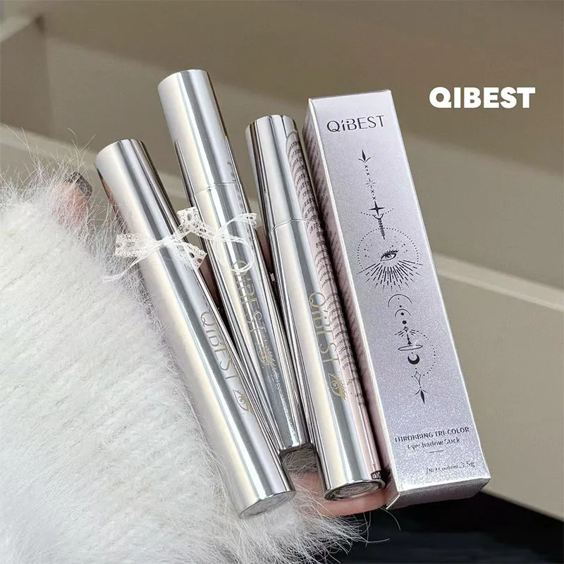 อายแชโดว์แบบแท่ง QIBEST ติดทนนาน ดินสอเขียนขอบตาแต่งหน้า อายแชโดว์เนื้อชิมเมอร์ ไฮไลท์เตอร์ ช่วยเพิ่มความสว่าง แต่งตาแบบไล่