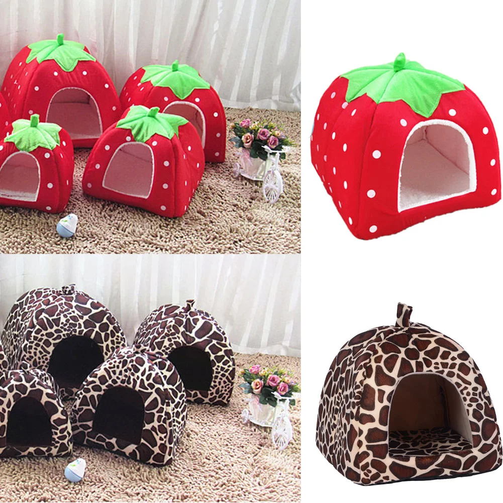 Kennel Doggy Fashion Cushion Basket Soft Strawberry Pet  Dog Cat House Pet Tent Dog House Small Dogs Kitten Bed Cat House