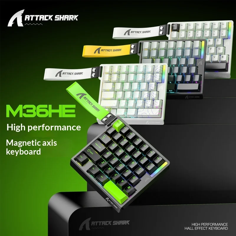 Attack Shark M36he One Handed Magnetic Axis Gaming Keyboard Rgb Backlit Wired Ultra Low Latency Esports Competitive Gaming