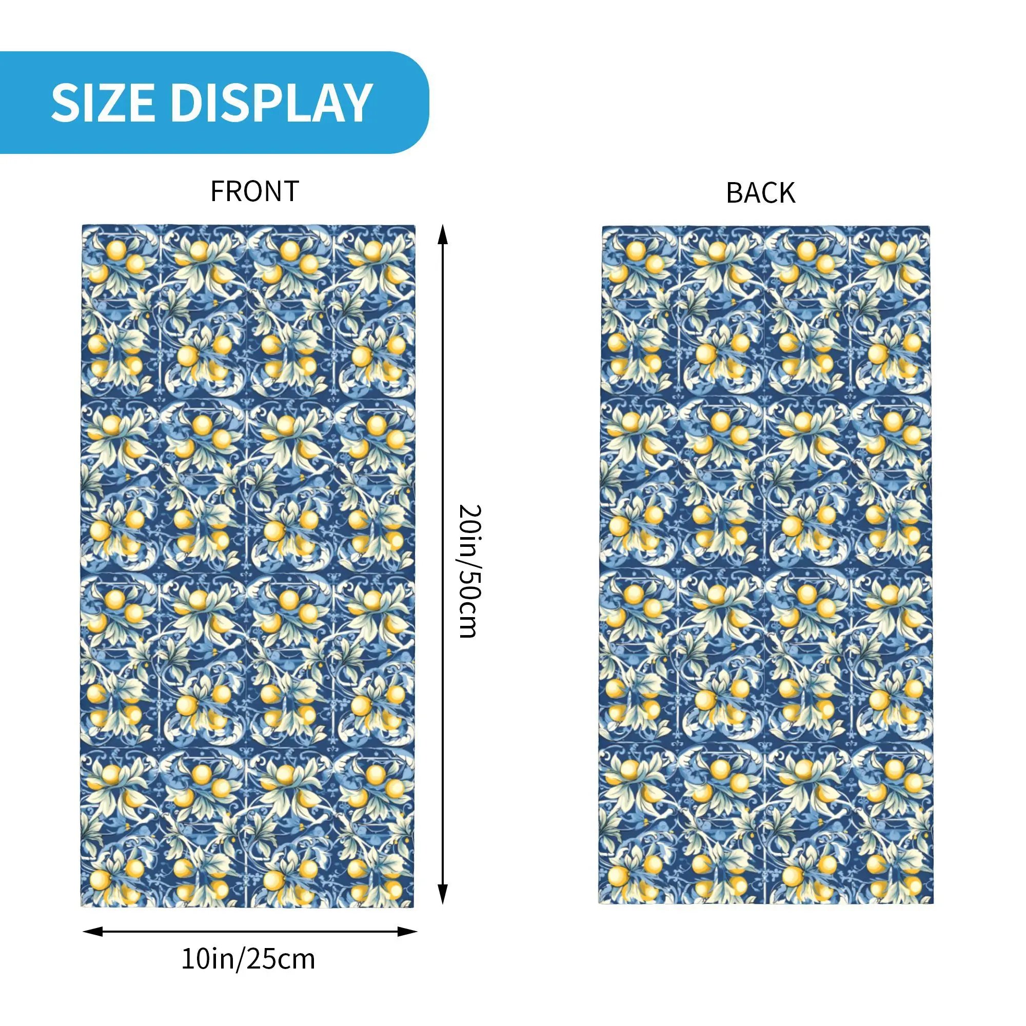 Italian Majolica Tile 24 Bandana Neck Gaiter Printed Face Scarf Warm Balaclava Running Unisex Adult Washable