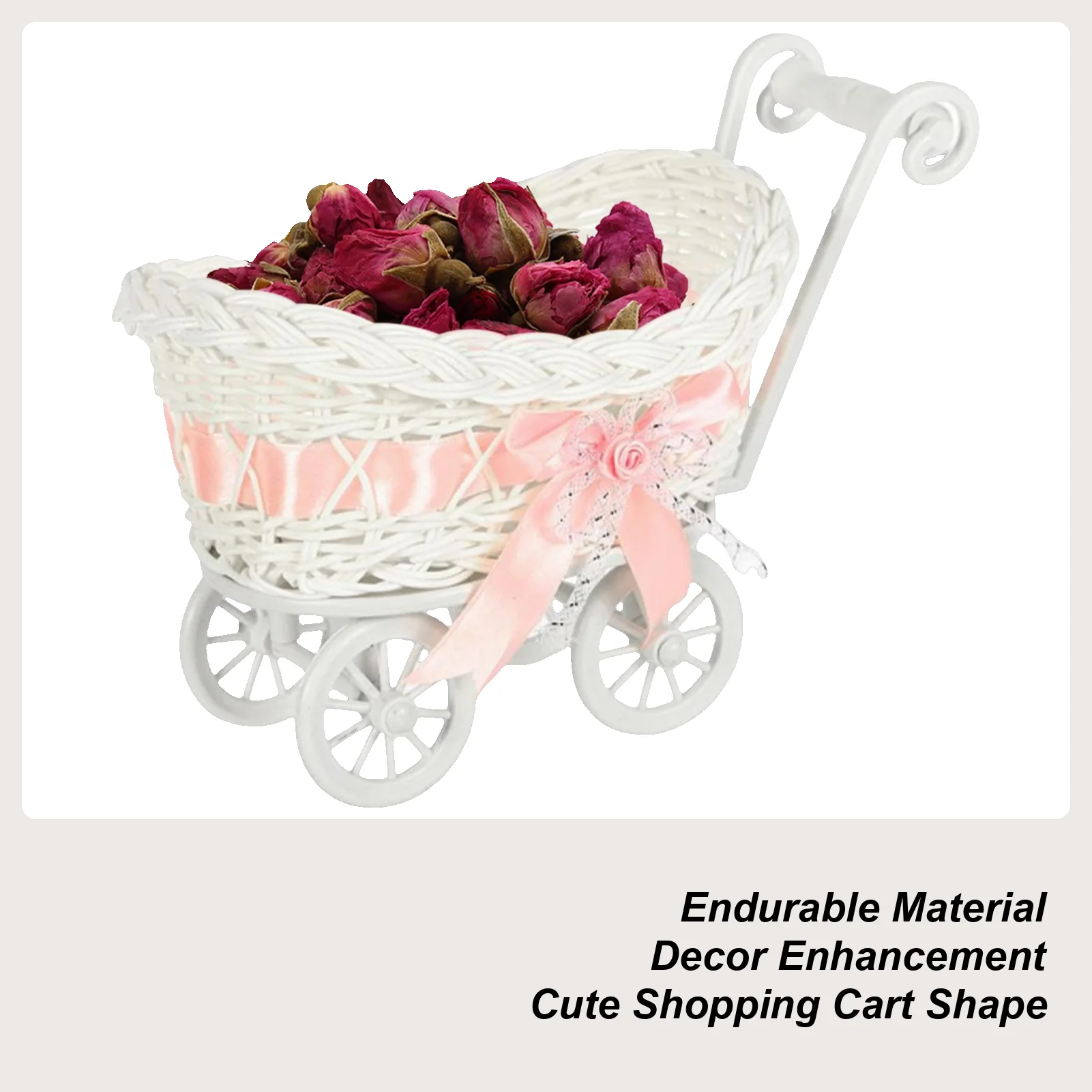 

Basket For Flowers Imitation Rattan Wedding Centerpiece Basket Cart Desktop Ornament Decorative Container For Indoor Outdoor