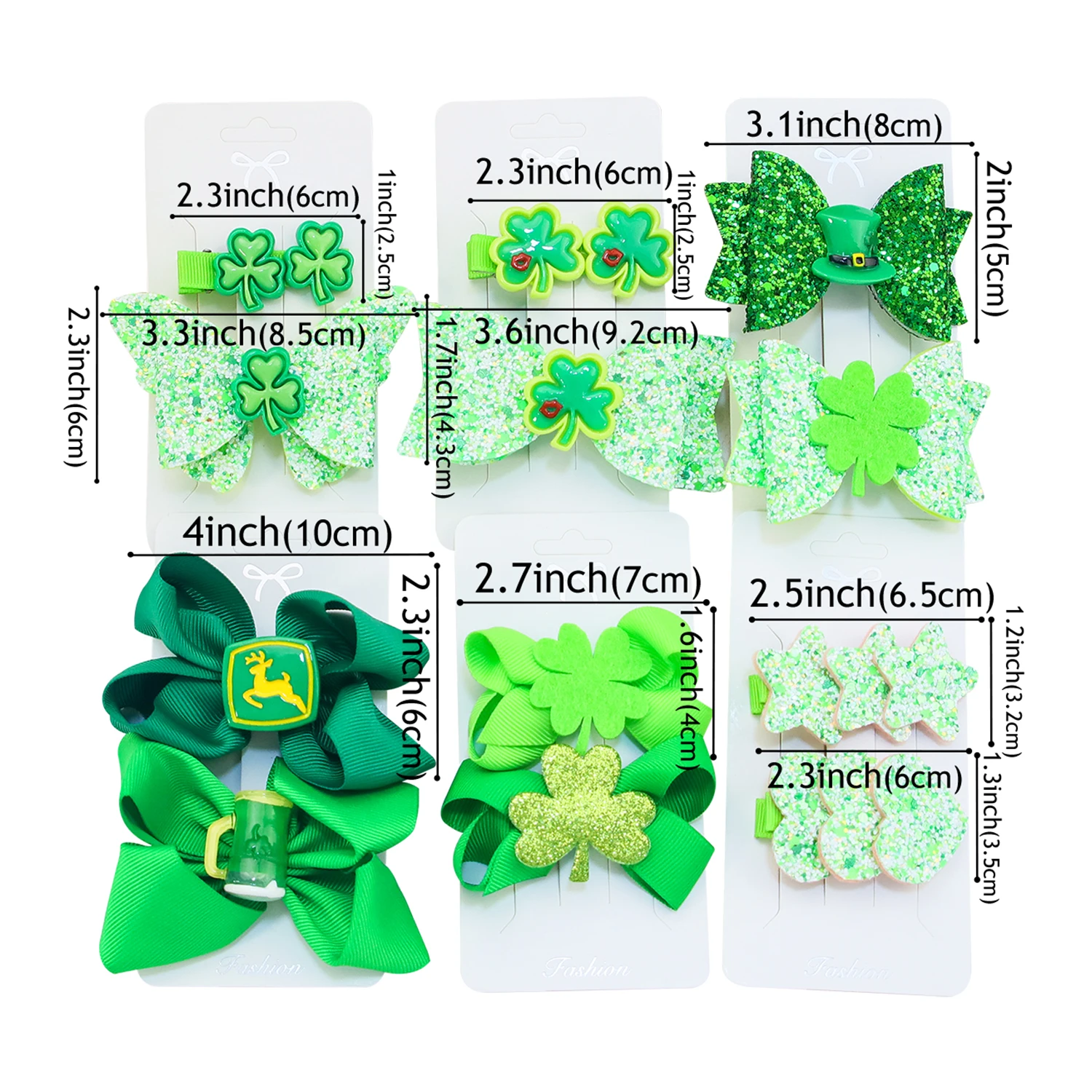 2pcs/set Girls Saint Patrick\'s Day Hair Bows Kids Hair Clips Green Bows Barrettes Clips Glitter Bows Party Hair Accessories