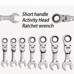 Short Handle Wrench Activity Ratchet Plum Blossom Dual Purpose Wrench Two-Way Power Saving Repair Hand Tools 8mm-17mm