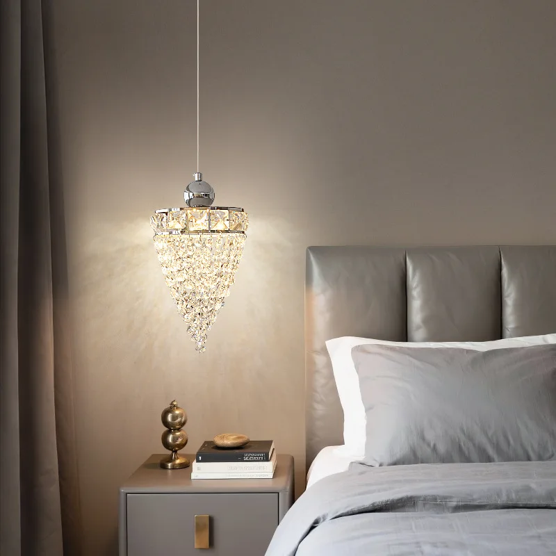 SANDYHA Italian Creative Pendant Light Cone Shaped Crystal LED Lamps for Living Room Bedroom Aisle Lighting Modern Home Decor