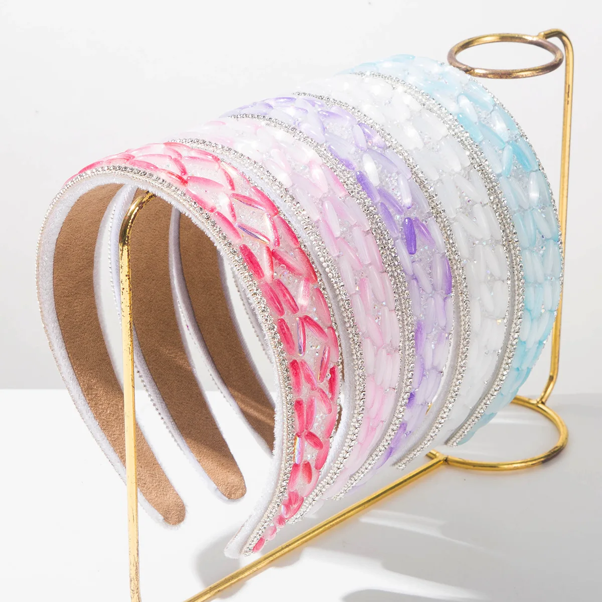 

Frosted Crystal Bead Headband Twisted Braided Hair Hoop With Rhinestone Edge Elegant Jelly Color Hairband Women Hair Styling