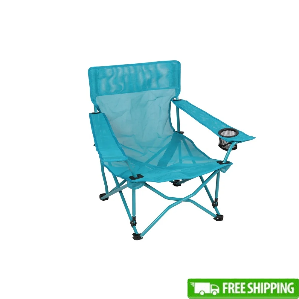 

Durable Folding Beach Chair Adult Quad Design with Dura-Mesh Fabric Cupholder Outdoor Portable Lightweight 225 lbs Capacity