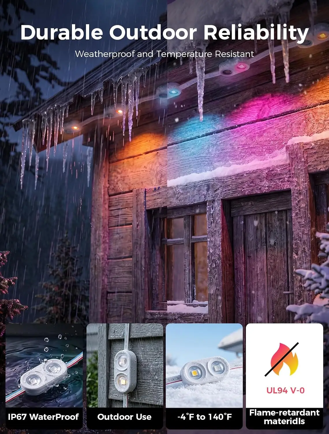 Permanent Outdoor Lighting for House, 200 ft
