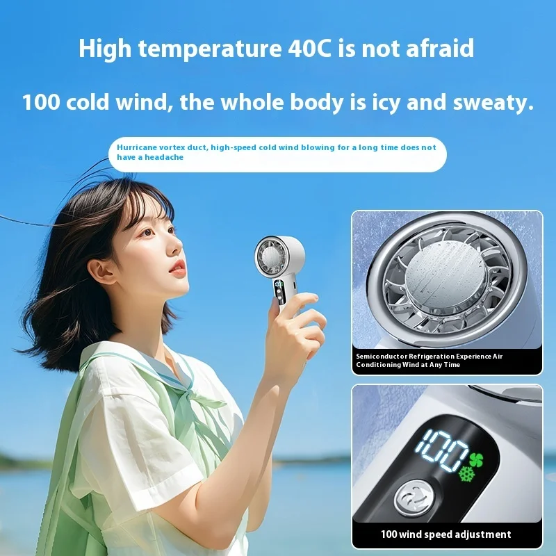 

Лето 2025 года, портативный ледяной компресс, ручной турбовентилятор, 3 скорости ветра, регулируемый мини-персональный вентилятор, электрический вентилятор с батарейным питанием