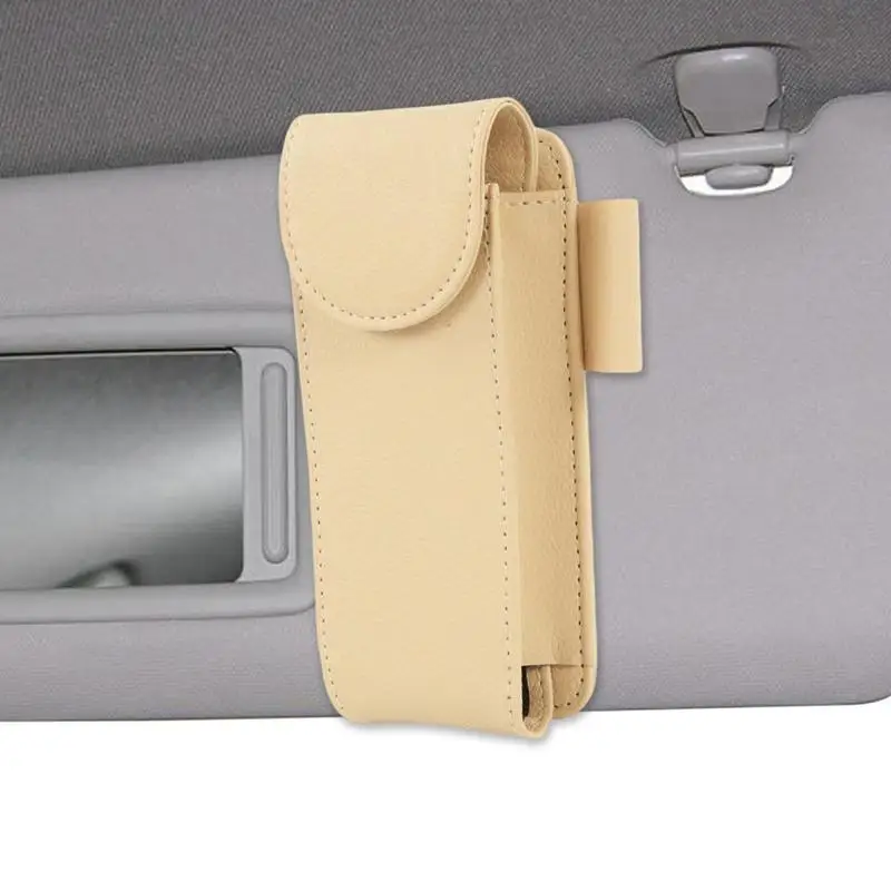 Leather Car Sun Visor Point Pocket Organizer Bag Auto Glasse Storage Holder Car-styling Card Holder Sunshade Bag Glasses Case