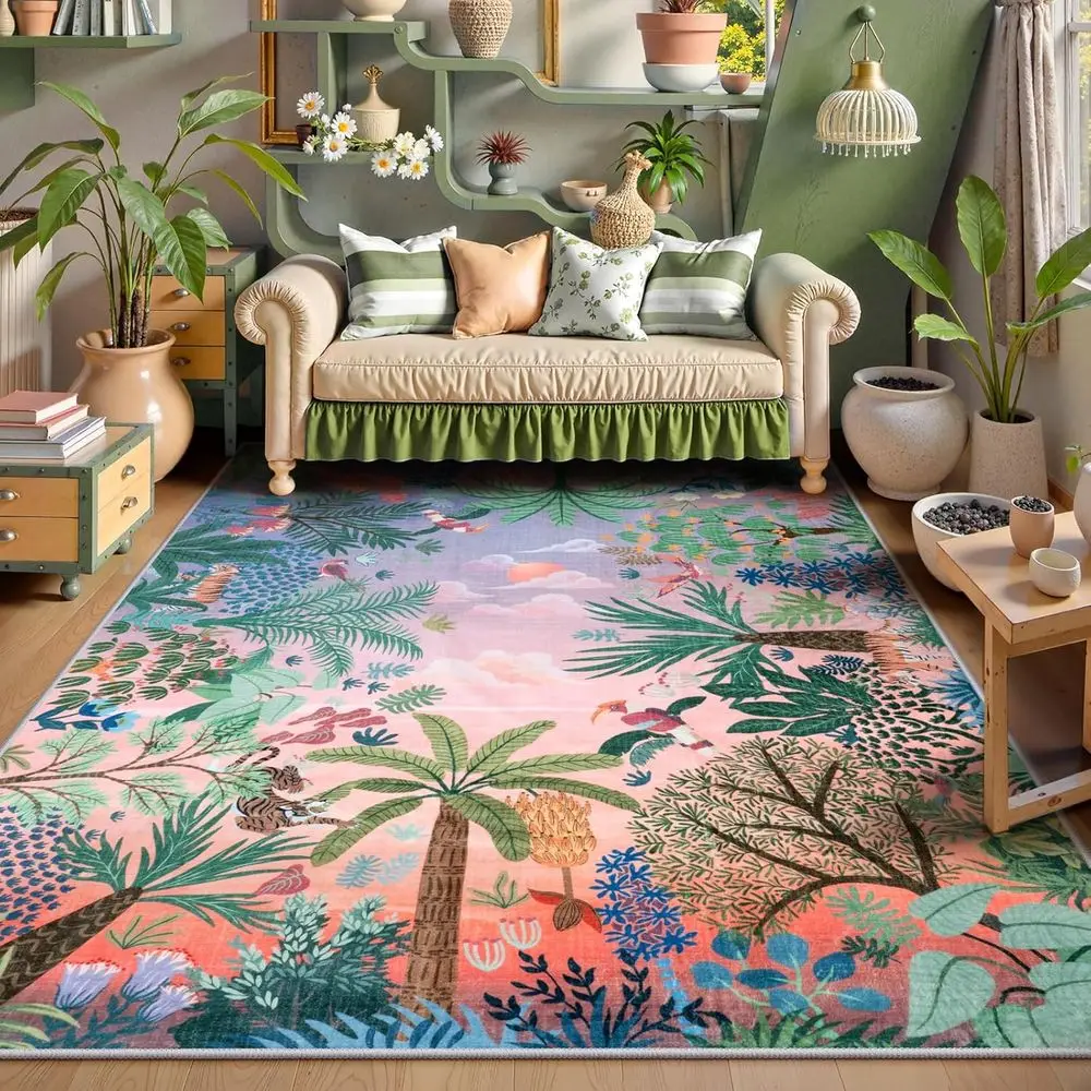 

5x7 Lavender Kids Rug, Soft & Non-Slip, Ideal for Girls' Bedroom, Nursery, and Dining Room