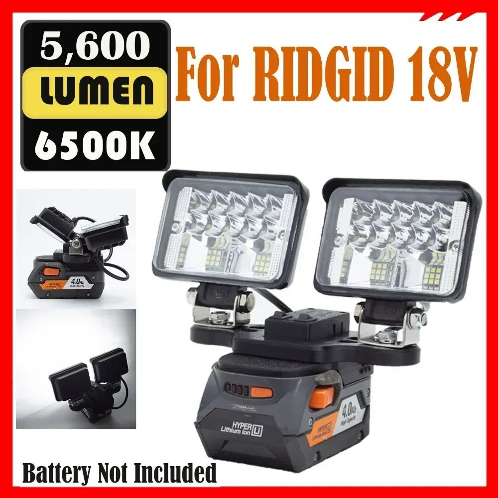 5600LM LED Work Light For RIDGID AEG 18V Lithium Battery with USB Fast Charging  (Battery Not Included)