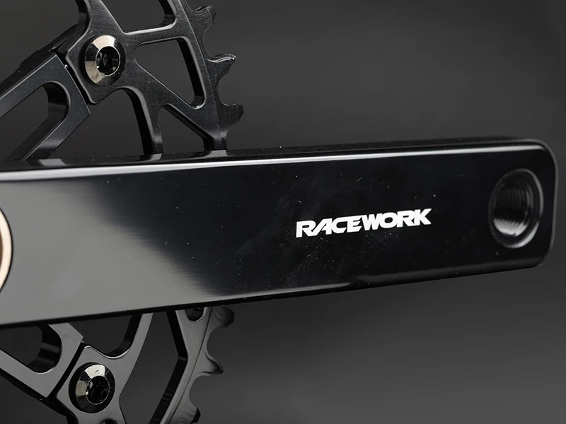RACEWORK Rennrad-Kurbelgarnitur, 10/11/12 Gänge, silber/schwarz, glänzend polierte Kurbel, 170 mm Aluminium-Einzel- und Doppelscheiben-Kettenrad – Detail 8