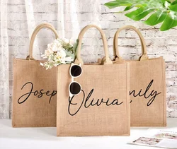 Bridesmaid Burlap Tote Gift Bags,Personalized Jute Tote Bag,Custom Burlap Beach Bag,Bridesmaid Proposal Gift, Bridal Party Gifts