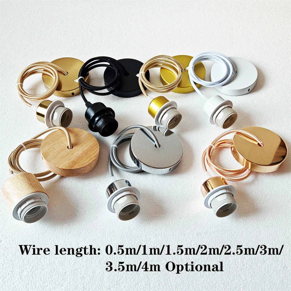 DIY Vintage E26 E27 Hanging Lamp Holders with Cable Ceiling Lamp Holder Socket Nordic Half Teeth Lampshade Base for Pendant Lamp