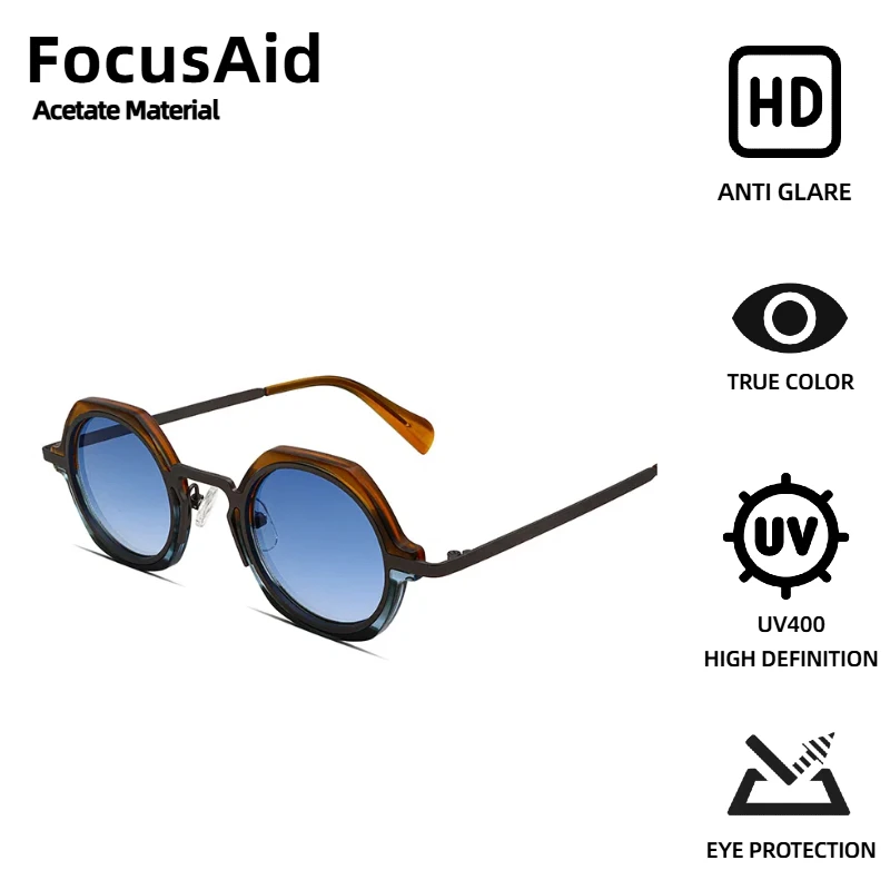 

FocusAid модные классические солнцезащитные очки в стиле стимпанк с защитой UV400, ацетатные винтажные брендовые дизайнерские солнцезащитные очки с нейлоновыми линзами