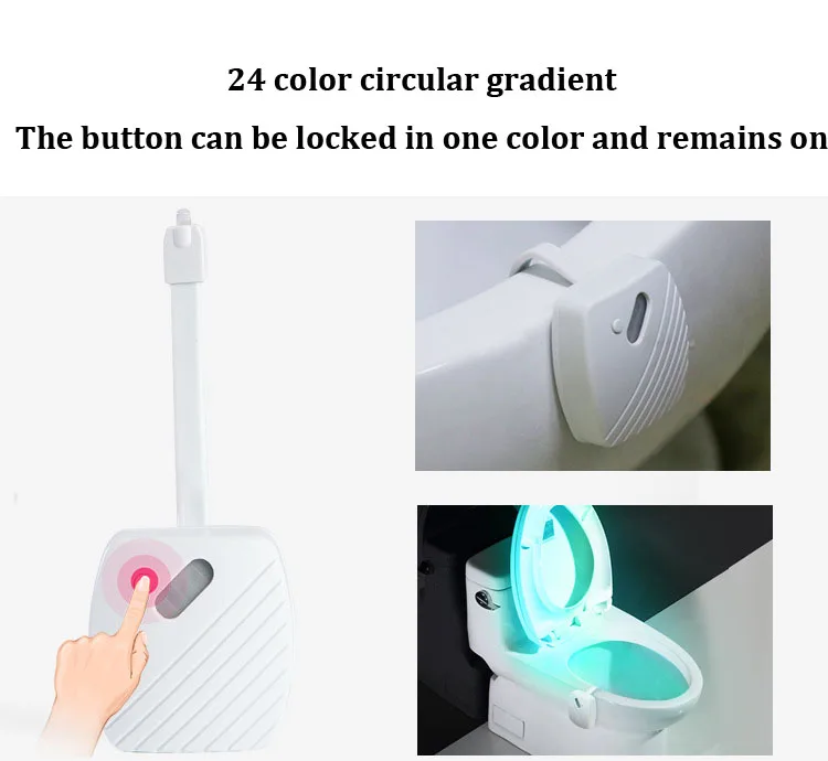 Toilet Bowl Backlight Motion Sensor Toilet Night Light 24 Colors Waterproof IP65 Backlight Battery For Toilet Room Decor