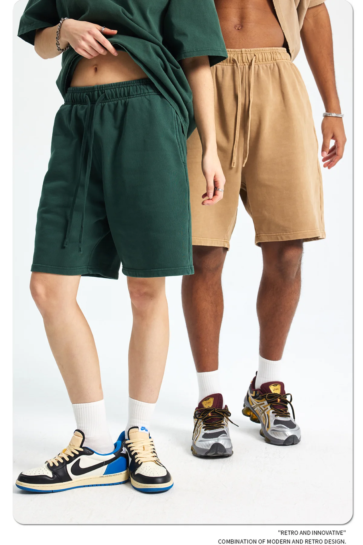 Summer 2024 New Men's Casual Shorts Retro Hip Hop Washed Bleached Tie-Dye Cotton 420GSM Athletic Streetwear Sportswear Quick Dry