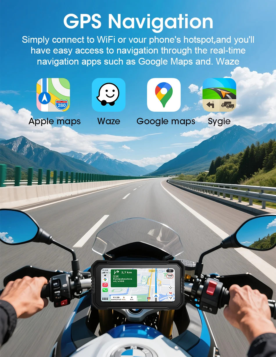 Srnubi Carplay Motorrad für BMW R1200GS/ R1250GS/ R1300GS /S1000XR Moto Navigationsdisplay Android Auto IPX7 Wasserdicht – Detail 5